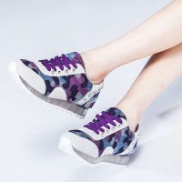 宝人(Boree) 专柜同步女款紫色牛皮迷彩马毛跑鞋Brw80789106