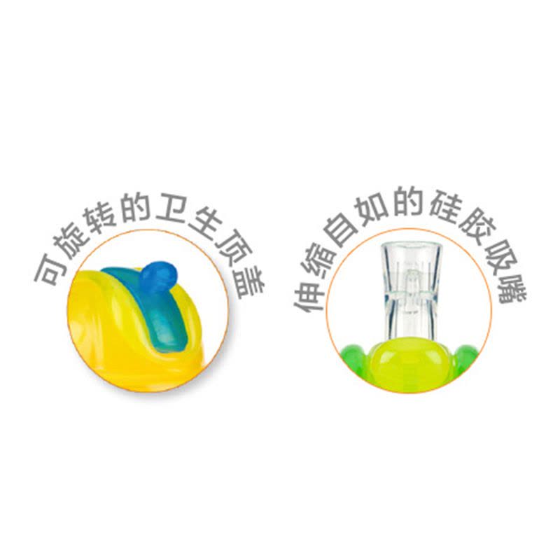 努比(Nuby)儿童双耳防漏吸管杯宝宝水杯学饮杯240ml 绿色图片
