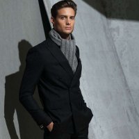 羊绒毛混纺围巾 灰白 男士围巾