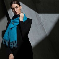 羊绒毛围巾 蓝灰