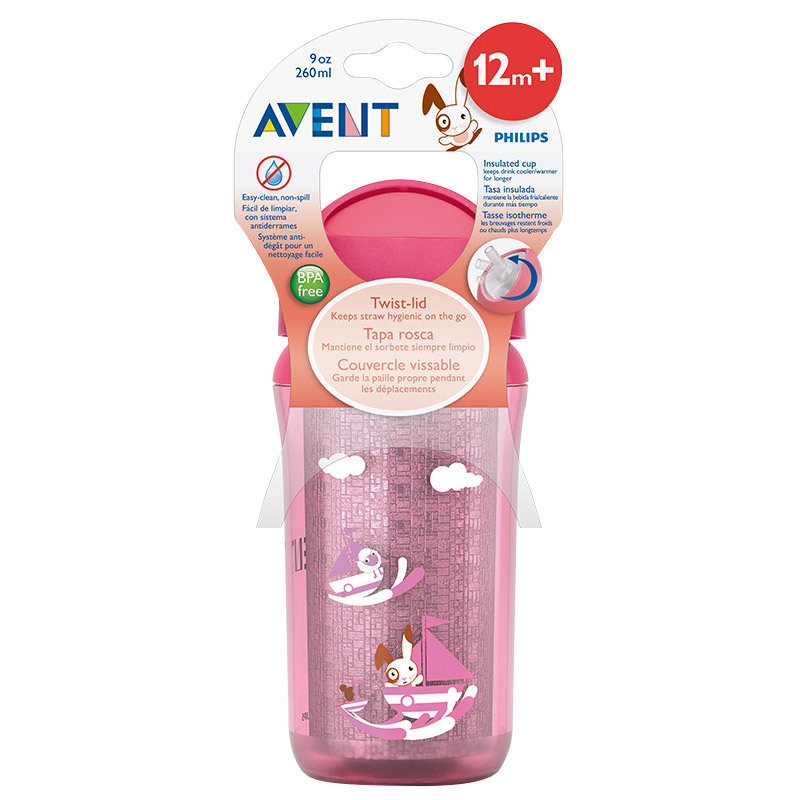 飞利浦 AVENT 新安怡9安士双层隔热吸管杯 260毫升(12月以上宝宝适用)(蓝色,粉色) SCF766/00