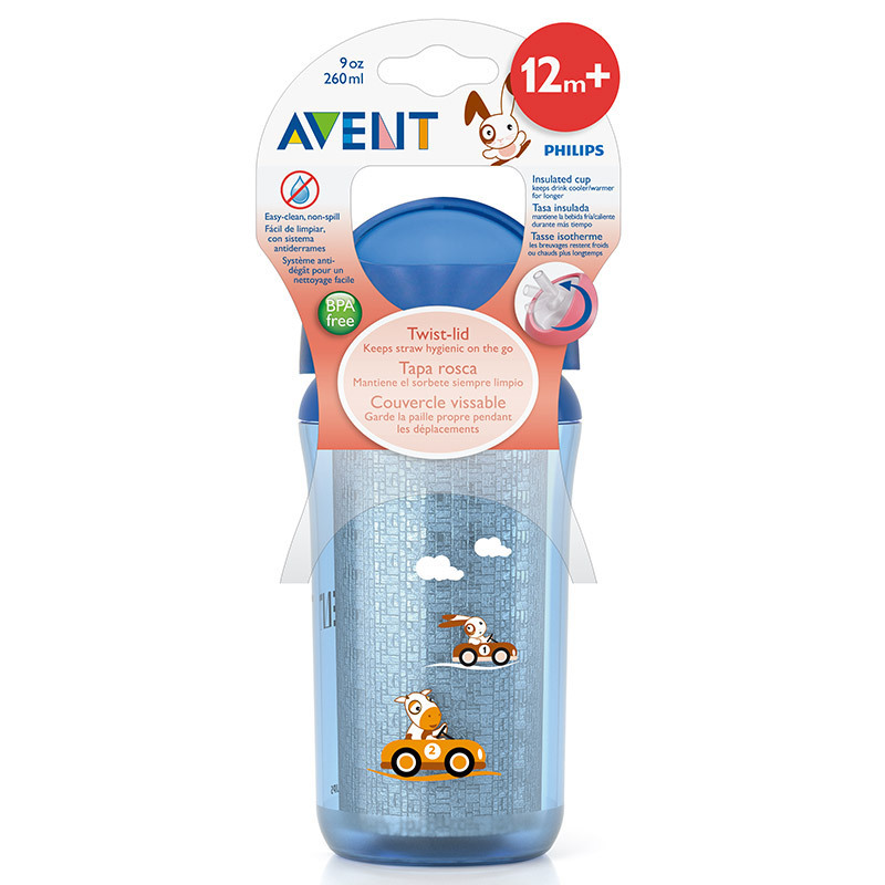 飞利浦 AVENT 新安怡9安士双层隔热吸管杯 260毫升(12月以上宝宝适用)(蓝色,粉色) SCF766/00