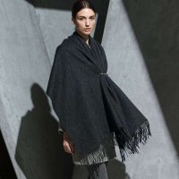羊毛披肩 深灰
