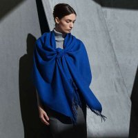 羊毛披肩 宝蓝
