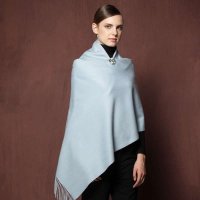 山羊绒水纹围巾 浅兰