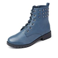 GEMEIQ/戈美其 秋冬爆款时尚圆头欧美女靴 粗跟方跟系带铆钉 内增高马丁靴1915003D