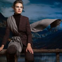 羊绒水纹围巾 灰色