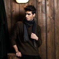 混纺围巾 中灰条纹