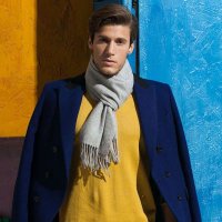 羊毛围巾 浅灰男