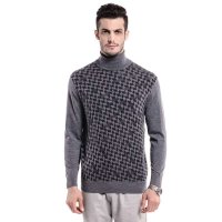 卡帝乐鳄鱼菱格纹高领长袖羊毛衫237C161184