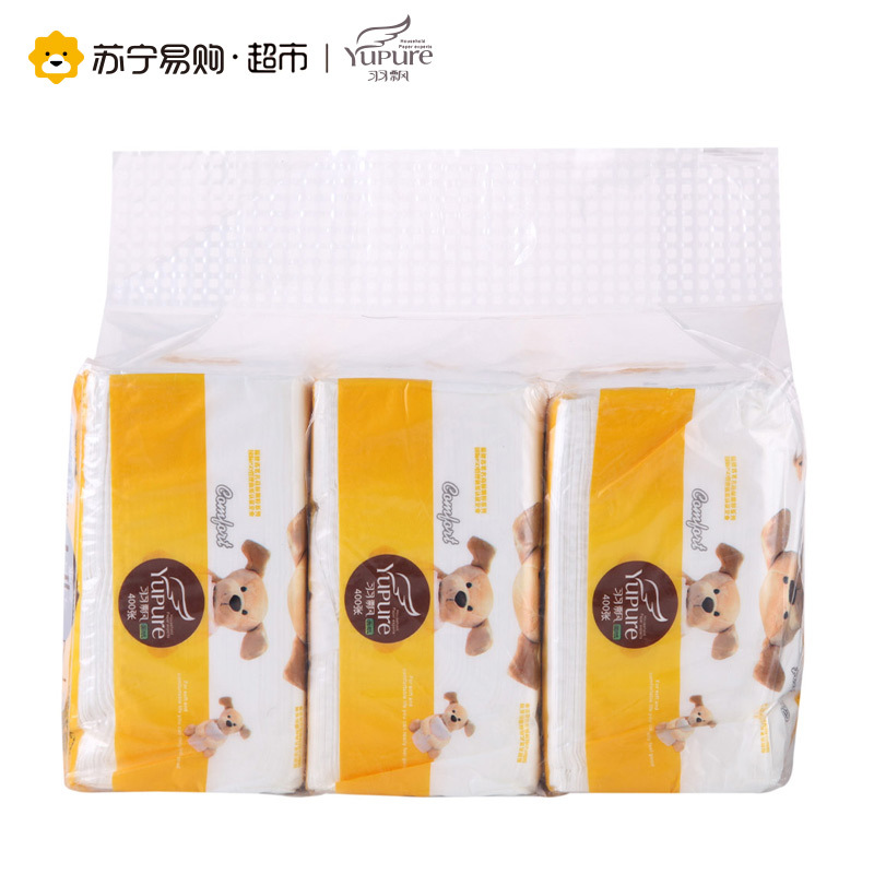 [苏宁易购超市]羽飘 布布狗抽纸 2层抽取式面巾纸 400张*3包(中规格)
