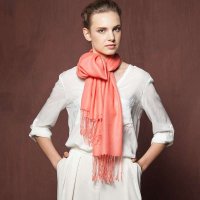 羊绒披肩 西瓜红