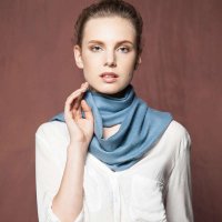 丝绒精纺素色围巾 蓝绿