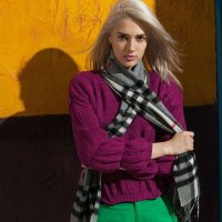 山羊绒水纹围巾 灰大巴格 女士围巾