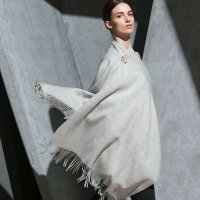 羊毛披肩 浅灰 女士披肩