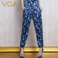 VOA 欧美街头桑蚕丝中腰口袋长裤 宽松丝绸桑蚕丝百搭 灯笼裤 K132