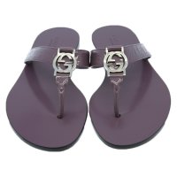 古驰(GUCCI)女士休闲紫色真皮拖鞋 371397-BS740-5034