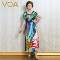 VOA 超宽松欧版长裙丝绸连衣裙 舒适丝绸 桑蚕丝背心长裙 A0212