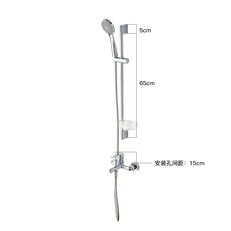 箭牌卫浴(ARROW)两出水节水全铜龙头 挂墙式铜质主体花洒升降功能手持淋浴组合 AE3801+AE3601-1高清大图