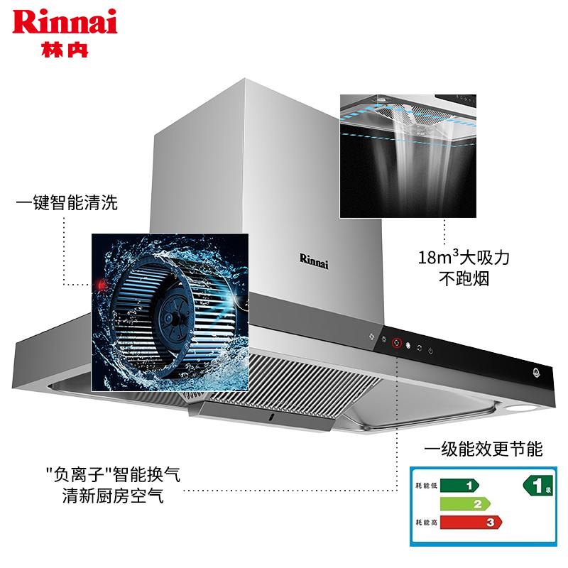 Rinnai/林内 防干烧燃气灶 自清洁烟机烟灶套装 NM01T+2E01NS高清大图