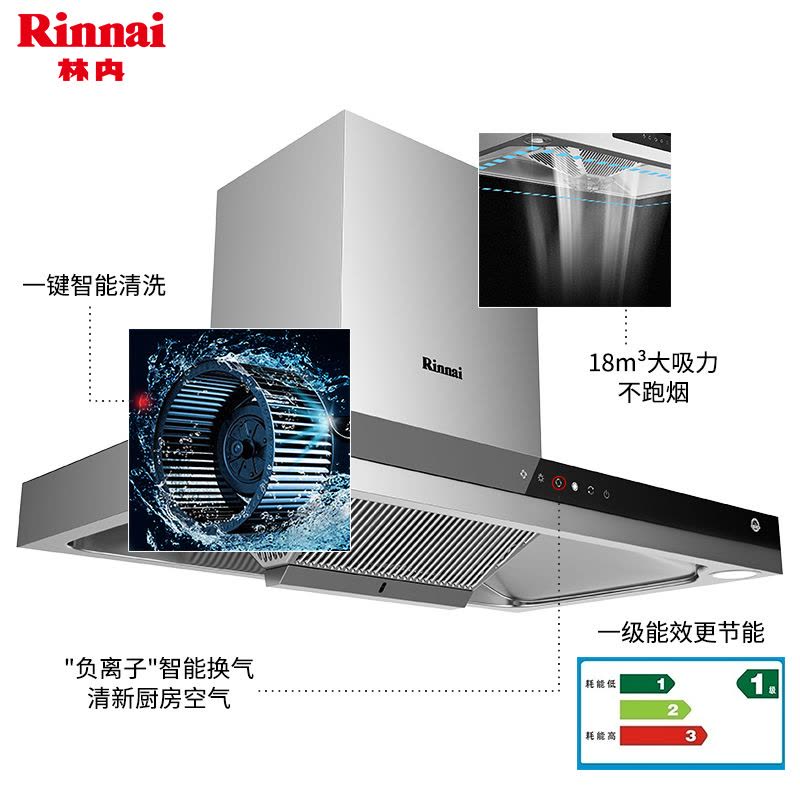 Rinnai/林内 防干烧燃气灶 自清洁烟机烟灶套装 NM01T+2E01NS图片