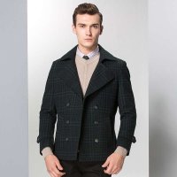 法派2015秋冬商务男士中长款毛呢大衣D1B0253EM8