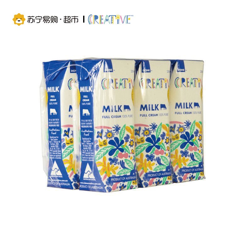 多恩瑞福 全脂纯牛奶250毫升24盒箱装 澳大利亚进口
