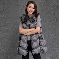 KRR A5352-3海宁真皮皮衣狐狸毛长款马甲女七分袖皮草