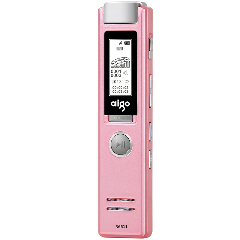 爱国者(aigo)R6611录音笔 高清远距降噪 MP3播放器 学习/会议适用 8G 粉色高清大图