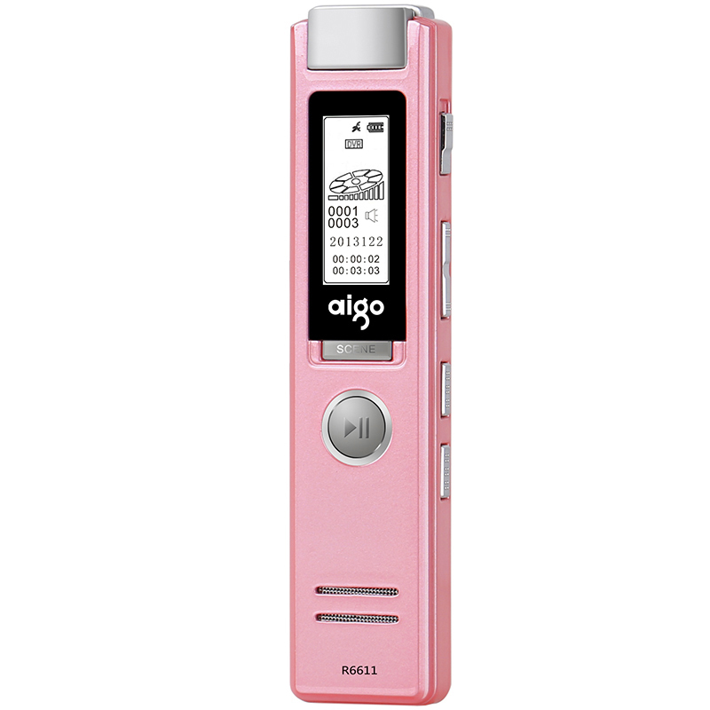 爱国者(aigo)R6611录音笔 高清远距降噪 MP3播放器 学习/会议适用 8G 粉色