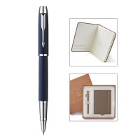 派克(PARKER)IM蓝色白夹宝珠笔+笔记本礼盒套装