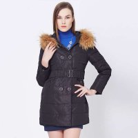 ANNA COSMO女式双扣优雅羽绒服黑色ISA21330