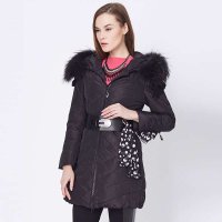 ANNA COSMO女式丝巾优雅羽绒服黑色ISA21320