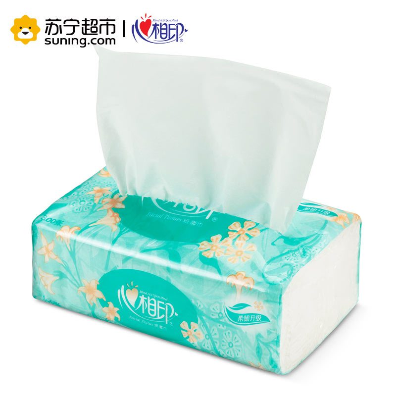 [苏宁超市]心相印 抽纸 经典系列 2层150抽*4包中规格(中幅)软抽