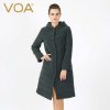 VOA 重磅真丝棉衣连帽女加厚宽松简约中长款丝绸棉服M6301