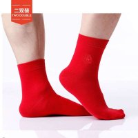圣大保罗PS-5656-A 男士男式喜庆红棉袜子 2双装 红色