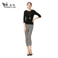 2015秋冬新款圣旗女经典百搭圆领长袖针织衫修身毛衣正品1546251