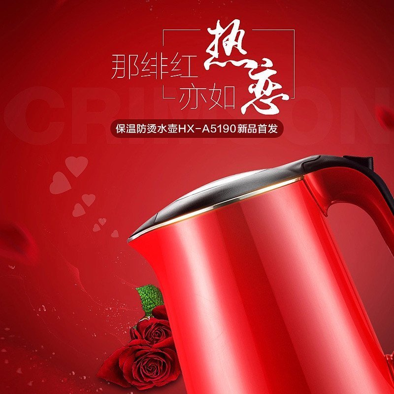 奥克斯（AUX）保温防烫电水壶HX-A5190 304不锈钢食品级家用防烫煮茶烧水