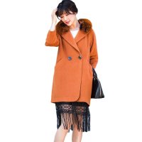 妞娜双色狐狸毛领欧版廓形羊毛大衣NP154010F9