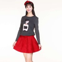 妞娜娃娃头像长袖保暖百搭时尚大码 小衫T恤 NP154111G1