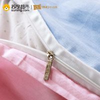 [苏宁易购超市]迎馨全棉高支高密斜纹印花四件套花语浓浓紫色1.5/1.8m床