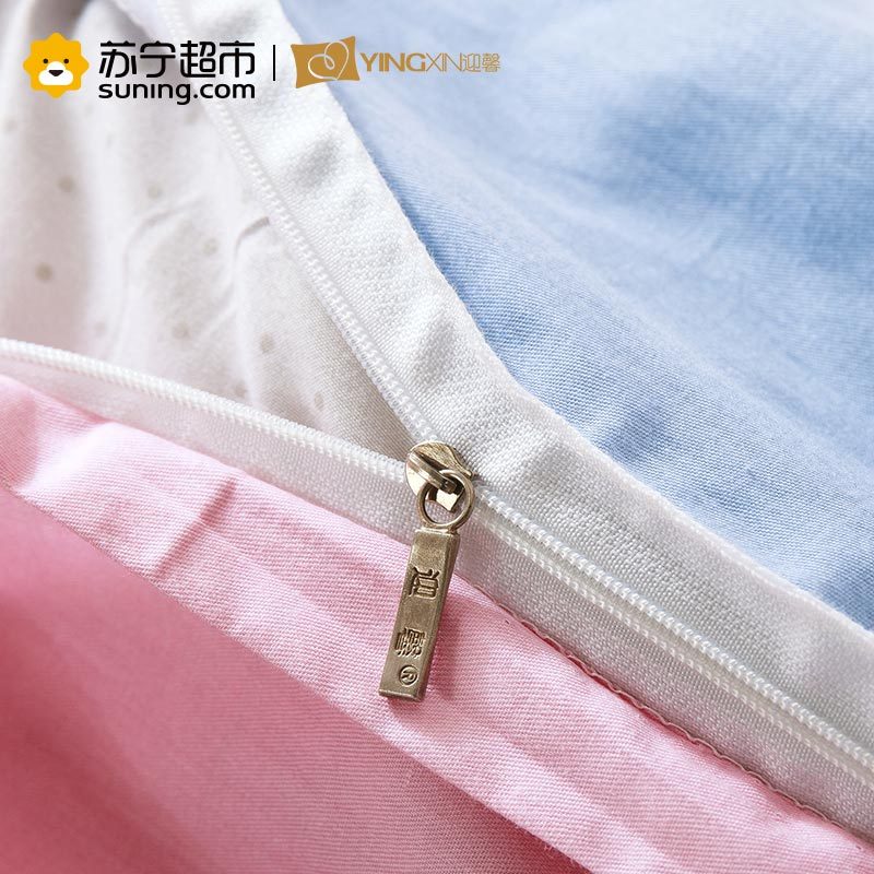 [苏宁易购超市]迎馨全棉高支高密斜纹印花四件套花语浓浓紫色1.5/1.8m床