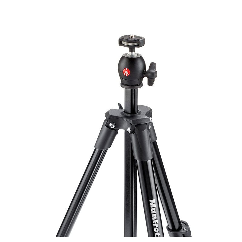 曼富图(MANFROTTO) MKCOMPACTLT-BK 黑色灵巧便携板扣式铝合金三脚架云台套装