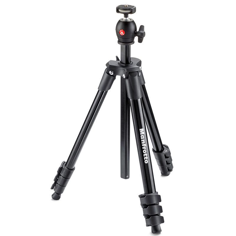 曼富图(MANFROTTO) MKCOMPACTLT-BK 黑色灵巧便携板扣式铝合金三脚架云台套装图片