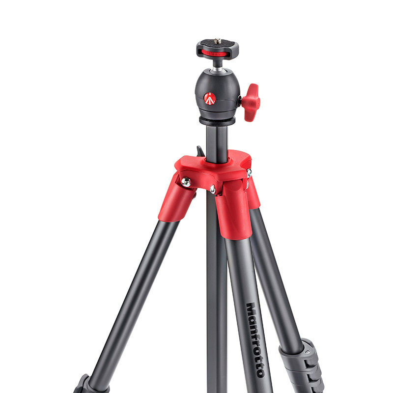 曼富图(MANFROTTO) MKCOMPACTLT-RD 红色 灵巧便携板扣式铝合金 三脚架云台套装