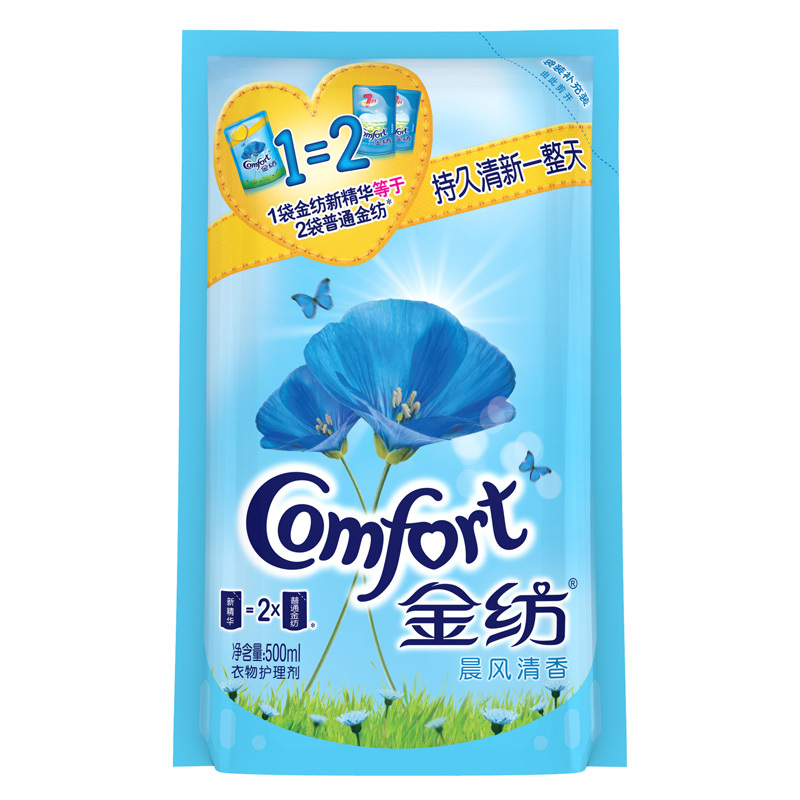 [苏宁易购超市]金纺新精华系列晨风清香衣物护理剂500ml立袋装