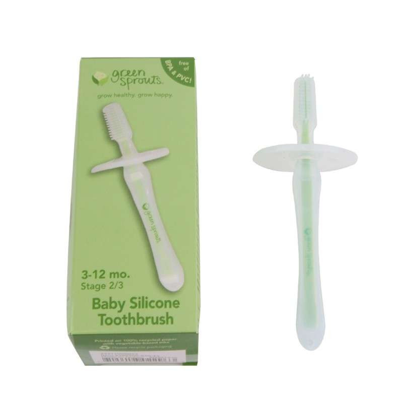 Green Sprouts 小绿芽活性硅胶牙刷宝宝儿童牙刷硅胶软毛婴幼儿乳牙刷儿童训练牙刷牙胶0-1-2岁