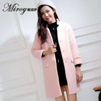 麦诺伊冬季女装2015新款呢子大衣 加厚显瘦落肩中长款毛呢外套女MIEWBL037