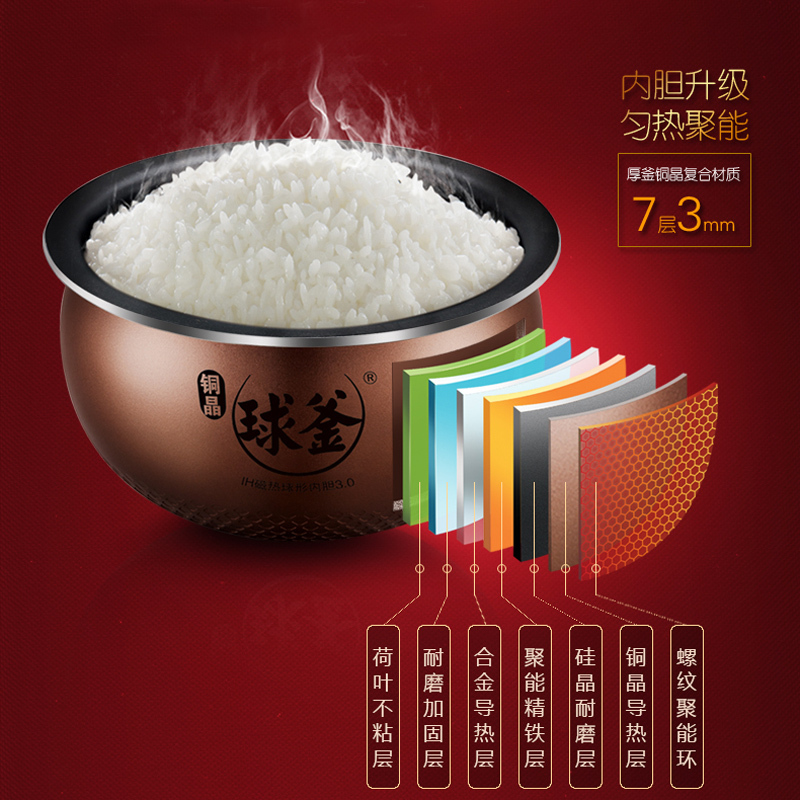 苏泊尔SUPOR 电饭煲 CFXB40HZ10-160 4L/升球釜陶晶内胆 IH电磁加热电饭锅 智能语音控制 预约功能