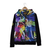 DUNKELVOLK/达克·沃潮牌2015秋冬复古炫彩图案男士棉衣夹克外套 黑色